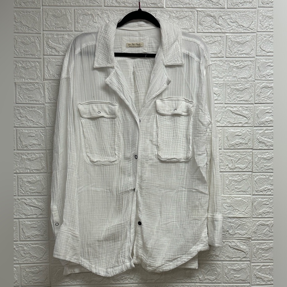 We the free medium white button down shirt